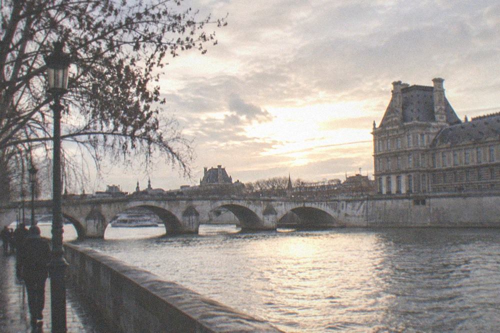 Evening light on the Seine with the Louvre's riverside wing beyond