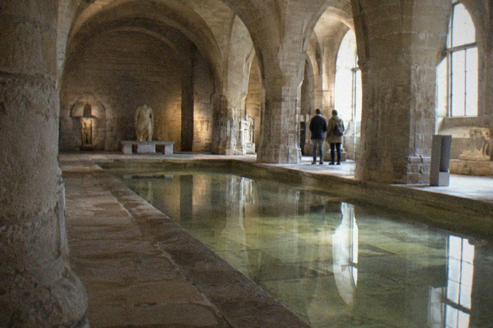 Roman stone vaulted bath hall forming part of a medieval museum in Paris